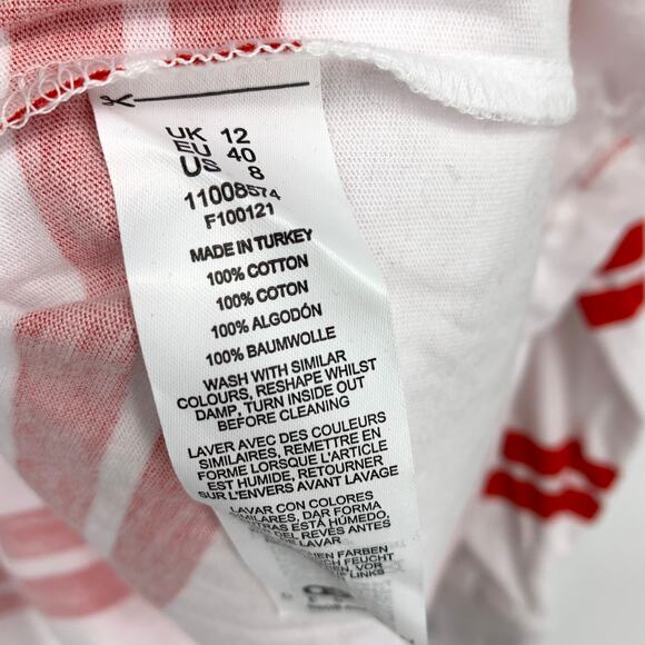 ASOS DESIGN Women's Red White Rugby Stripe Oversized Long Sleeve T-Shirt Top 8 - Picture 6 of 6